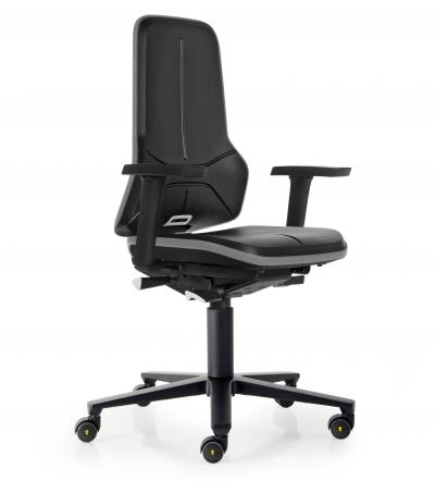 ESD Workplace Chair NEON 2 Multifunction Armrests ESD Work Chair Permanent Contact Backrest Integral Foam ESD Flex Strip Grey Soft Castors Bimos Workplace Chairs Interstuhl